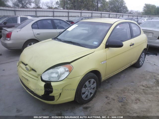 KMHCM36C29U110506 - 2009 HYUNDAI ACCENT GS YELLOW photo 2