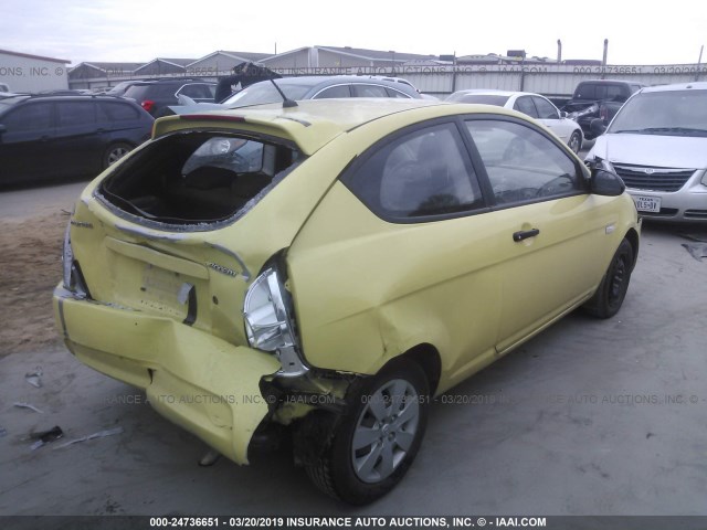 KMHCM36C29U110506 - 2009 HYUNDAI ACCENT GS YELLOW photo 4