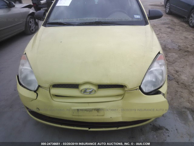 KMHCM36C29U110506 - 2009 HYUNDAI ACCENT GS YELLOW photo 6