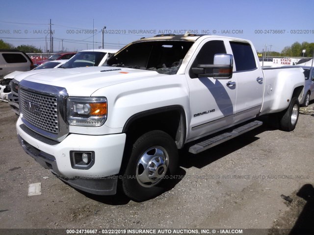 1GT424E85FF671171 - 2015 GMC SIERRA K3500 DENALI WHITE photo 2