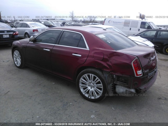 2C3CCACG5CH200766 - 2012 CHRYSLER 300 LIMITED MAROON photo 3