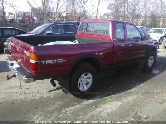 4TAWN72NXWZ169701 - 1998 TOYOTA TACOMA XTRACAB RED photo 4