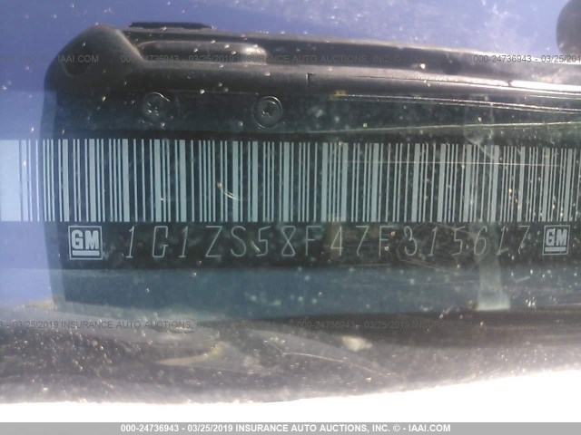 1G1ZS58F47F315617 - 2007 CHEVROLET MALIBU LS GRAY photo 9