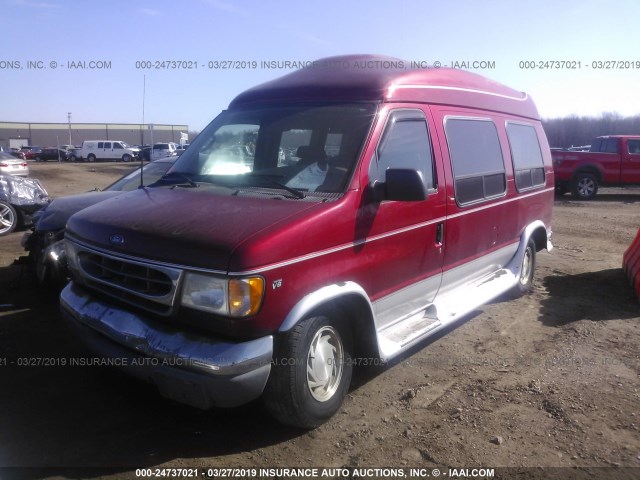 1FDRE14L91HA13606 - 2001 FORD ECONOLINE E150 VAN RED photo 2