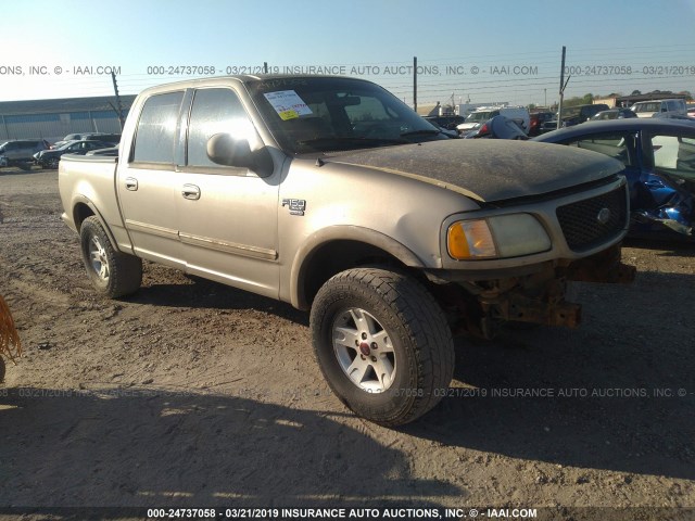 1FTRW08W11KB09412 - 2001 FORD F150 SUPERCREW BEIGE photo 1