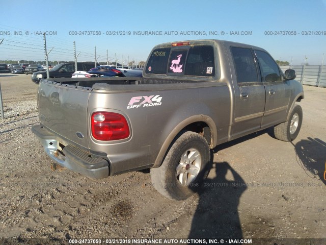 1FTRW08W11KB09412 - 2001 FORD F150 SUPERCREW BEIGE photo 4