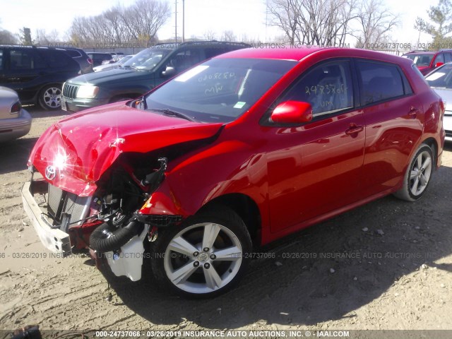 2T1KE40E89C014244 - 2009 TOYOTA COROLLA MATRIX S RED photo 2