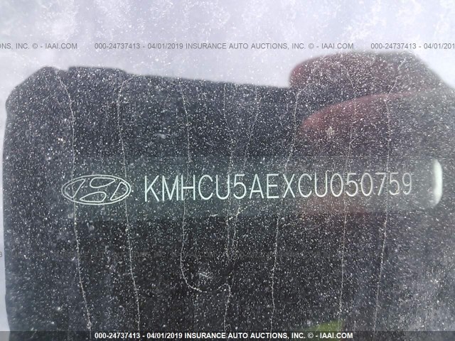 KMHCU5AEXCU050759 - 2012 HYUNDAI ACCENT GLS/GS/SE SILVER photo 9