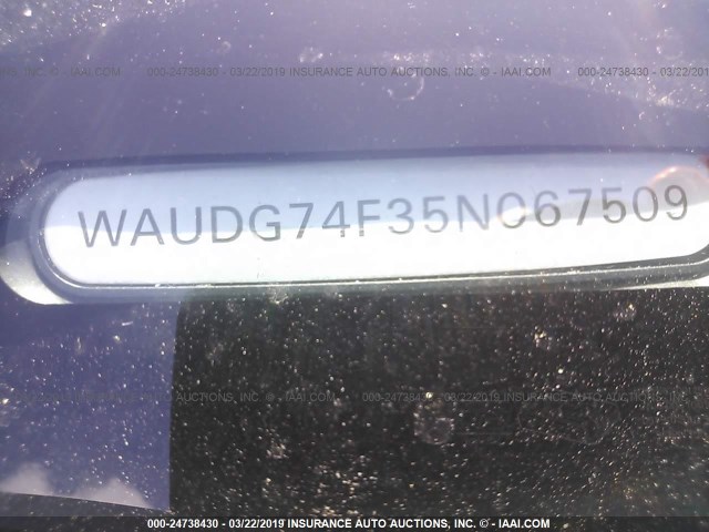 WAUDG74F35N067509 - 2005 AUDI A6 3.2 QUATTRO BLACK photo 9