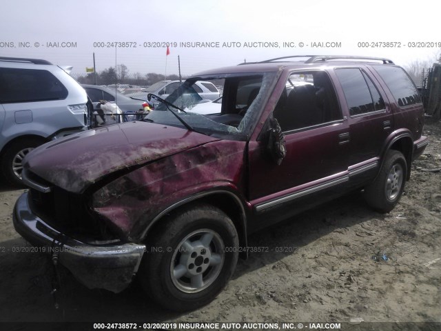 1GNDT13W3XK203596 - 1999 CHEVROLET BLAZER BURGUNDY photo 2