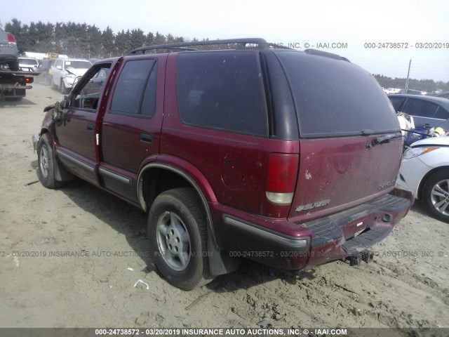 1GNDT13W3XK203596 - 1999 CHEVROLET BLAZER BURGUNDY photo 3