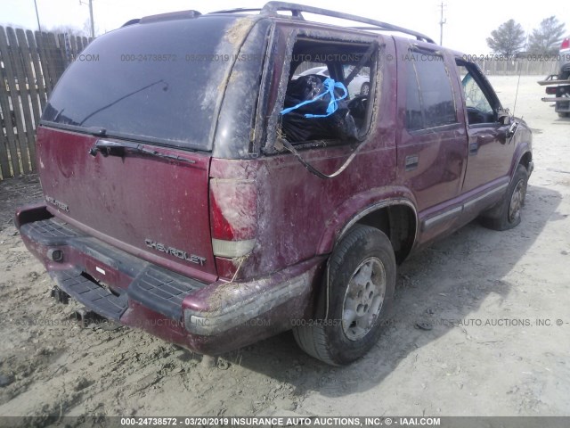 1GNDT13W3XK203596 - 1999 CHEVROLET BLAZER BURGUNDY photo 4