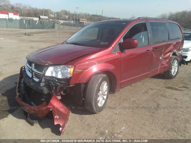 2C4RDGCG9ER173798 - 2014 DODGE GRAND CARAVAN SXT RED photo 2