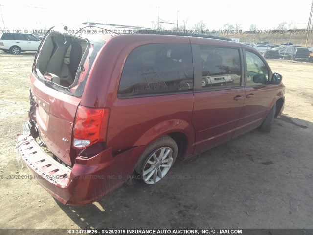 2C4RDGCG9ER173798 - 2014 DODGE GRAND CARAVAN SXT RED photo 4