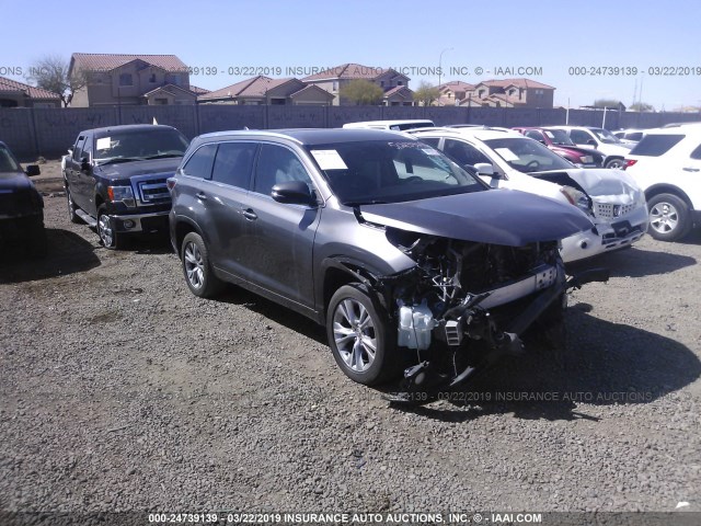 5TDKKRFH9FS070638 - 2015 TOYOTA HIGHLANDER XLE GRAY photo 1