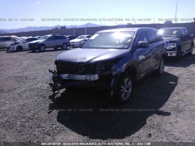 5TDKKRFH9FS070638 - 2015 TOYOTA HIGHLANDER XLE GRAY photo 2