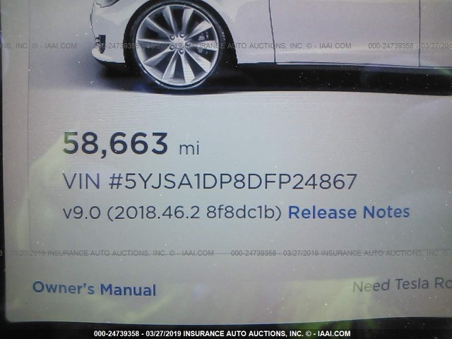 5YJSA1DP8DFP24867 - 2013 TESLA MODEL S Սպիտակ լուսանկար 7