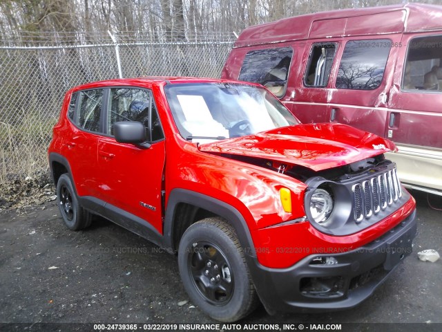 ZACCJBABXJPJ45027 - 2018 JEEP RENEGADE SPORT RED photo 1