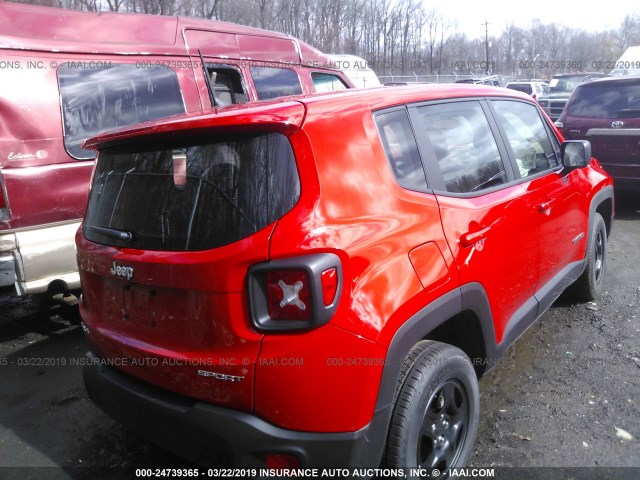 ZACCJBABXJPJ45027 - 2018 JEEP RENEGADE SPORT RED photo 4