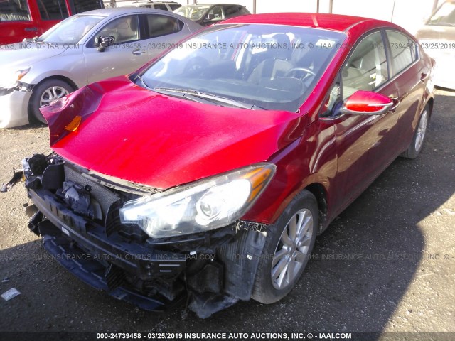 KNAFX4A81F5307378 - 2015 KIA FORTE EX RED photo 2