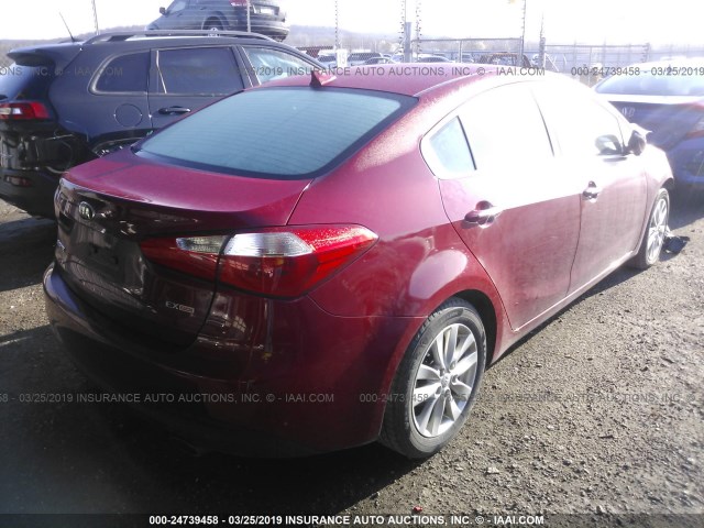 KNAFX4A81F5307378 - 2015 KIA FORTE EX RED photo 4