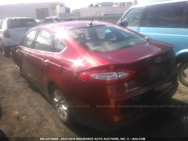 3FA6P0G71FR295424 - 2015 FORD FUSION S RED photo 3