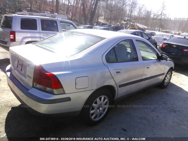 YV1RS61R222188569 - 2002 VOLVO S60 SILVER photo 4