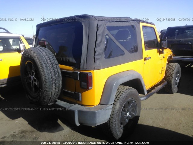 1C4AJWAG6CL135843 - 2012 JEEP WRANGLER SPORT YELLOW photo 4