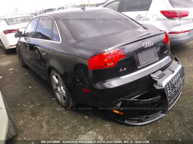 WAUAF78E88A065578 - 2008 AUDI A4 2.0T BLACK photo 3
