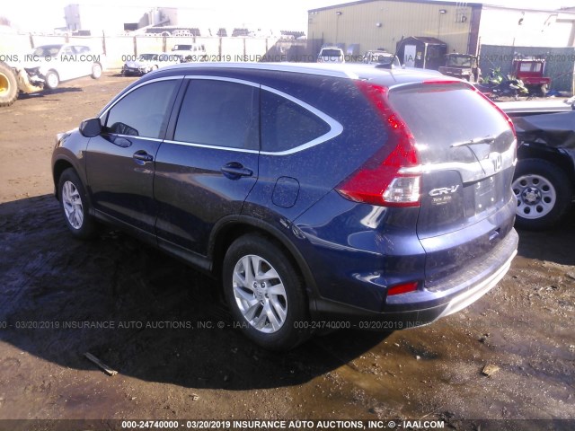 2HKRM4H70GH684534 - 2016 HONDA CR-V EXL BLUE photo 3