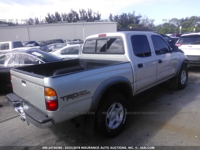 5TEGM92NX2Z101517 - 2002 TOYOTA TACOMA DOUBLE CAB PRERUNNER GRAY photo 4