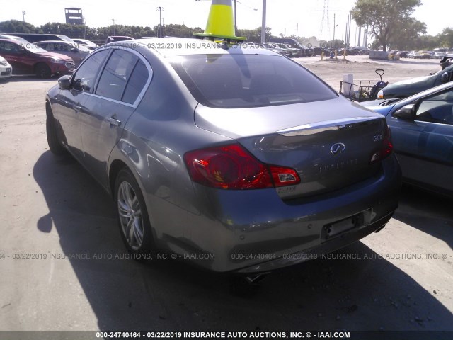 JN1CV6ARXCM674364 - 2012 INFINITI G37 GRAY photo 3