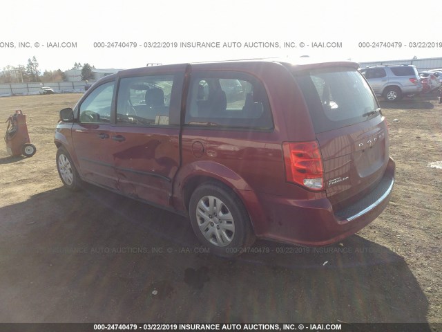 2C4RDGBG0GR243256 - 2016 DODGE GRAND CARAVAN SE RED photo 3