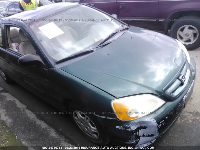 1HGEM222X1L080297 - 2001 HONDA CIVIC DX GREEN photo 1