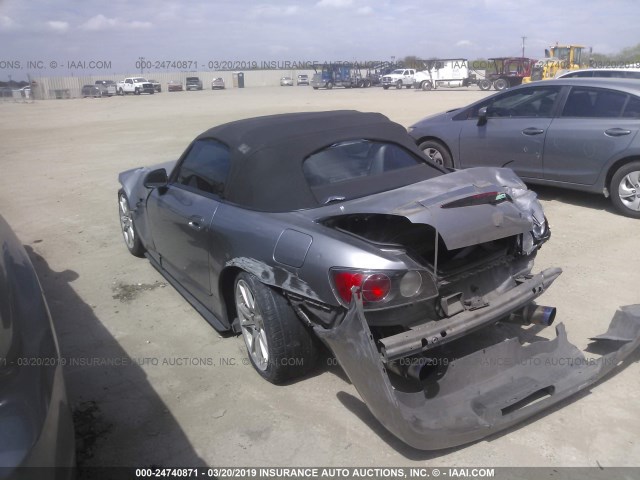 JHMAP11413T000212 - 2003 HONDA S2000 SILVER photo 3