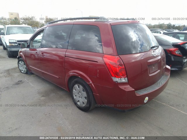 5N1BV28U55N136031 - 2005 NISSAN QUEST S/SE/SL BURGUNDY photo 3