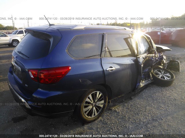 5N1DR2MN0HC677614 - 2017 NISSAN PATHFINDER S/SV/SL/PLATINUM BLUE photo 4