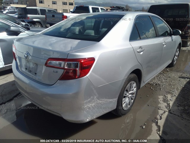 4T4BF1FK9DR332461 - 2013 TOYOTA CAMRY L/SE/LE/XLE SILVER photo 4
