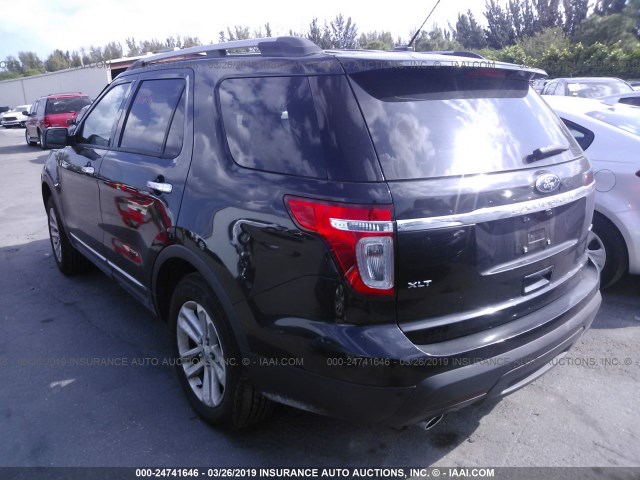 1FM5K8D84FGA50510 - 2015 FORD EXPLORER XLT BLACK photo 3