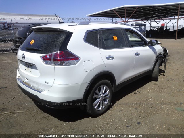 KNMAT2MT7GP733983 - 2016 NISSAN ROGUE S/SL/SV WHITE photo 4