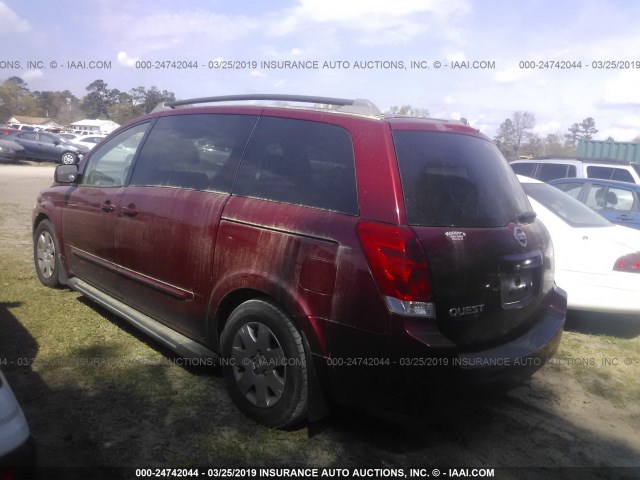 5N1BV28U76N108202 - 2006 NISSAN QUEST S/SE/SL BURGUNDY photo 3