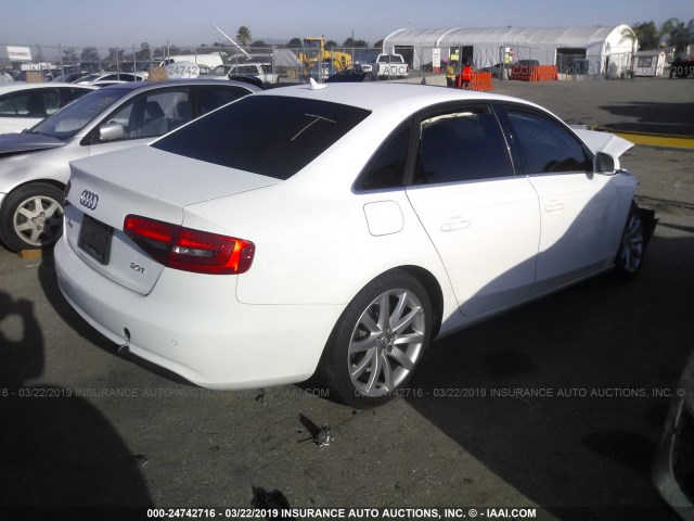 WAUEFAFL4DN026151 - 2013 AUDI A4 PREMIUM PLUS WHITE photo 4