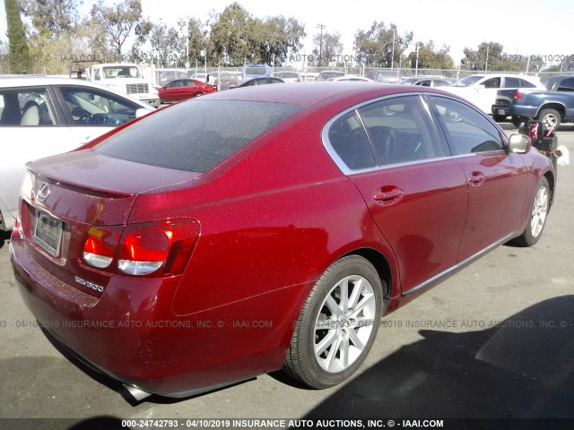 JTHBH96S165045215 - 2006 LEXUS GS GENERATION 200 300 BURGUNDY photo 4