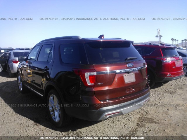 1FM5K7D89GGC12949 - 2016 FORD EXPLORER XLT BROWN photo 3