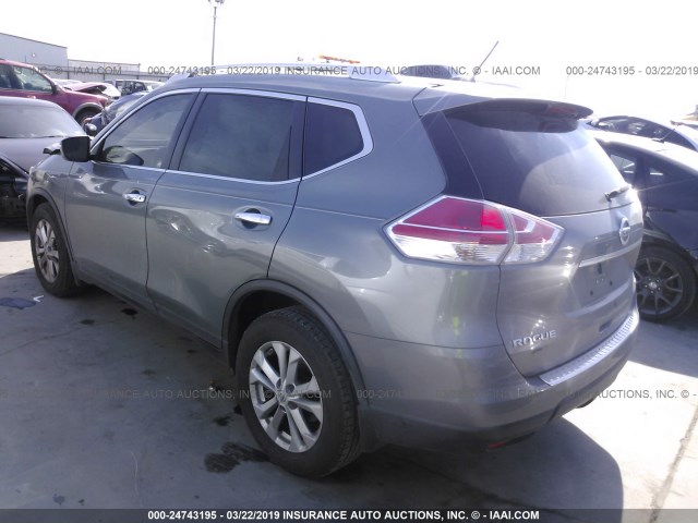 KNMAT2MT4FP546098 - 2015 NISSAN ROGUE S/SL/SV GRAY photo 3