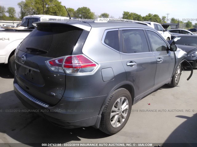 KNMAT2MT4FP546098 - 2015 NISSAN ROGUE S/SL/SV GRAY photo 4