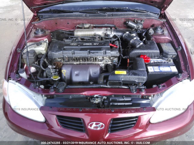 KMHJF35F7YU966850 - 2000 HYUNDAI ELANTRA GLS MAROON photo 10