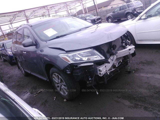 5N1AR2MM4FC604320 - 2015 NISSAN PATHFINDER S/SV/SL/PLATINUM GRAY photo 1