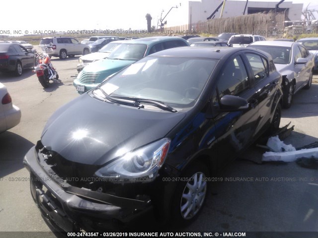 JTDKDTB39F1101210 - 2015 TOYOTA PRIUS C BLACK photo 2