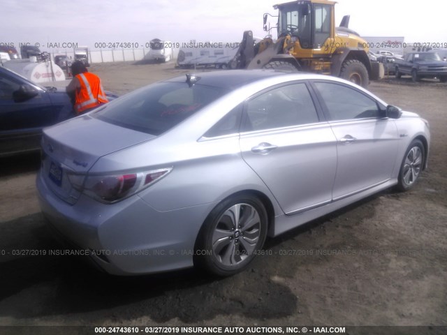 KMHEC4A45FA126021 - 2015 HYUNDAI SONATA HYBRID/LIMITED SILVER photo 4